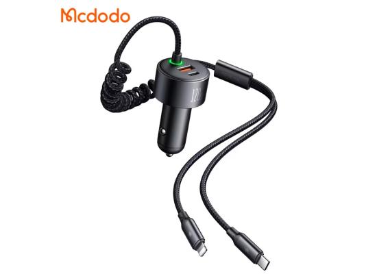 Mcdodo CC-0370 120W 4-Port PD PPS Car Charger with Two Wire Light for Laptop Mobile Phone Smartwatch